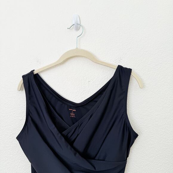 [Honeymark] Black Basil Wrap Swim Tank Top Stretch Workout Modest Size Medium M - Picture 5 of 11